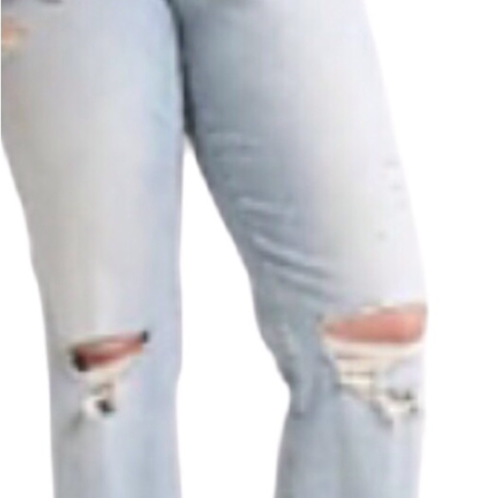 Express Mid Rise Light Wash Ripped Ankle Bootcut Jean - Picture 5 of 5